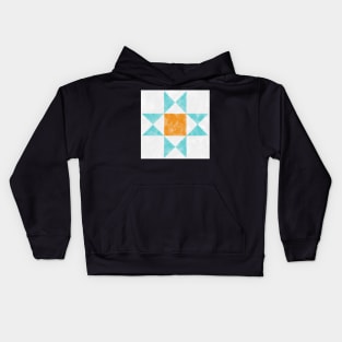 Ohio Star Orange and Teal Quilt Star Watercolor Kids Hoodie